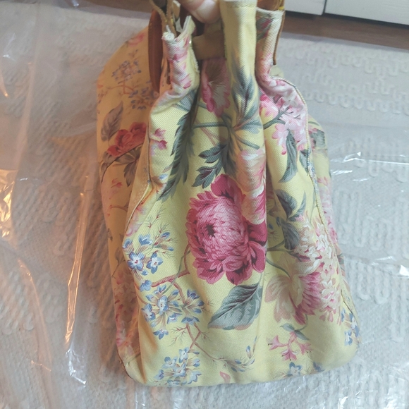 Vintage 80's Ralph Lauren Floral Carpet Tapestry Leather Satchel- Travel Bag! - Picture 6 of 16